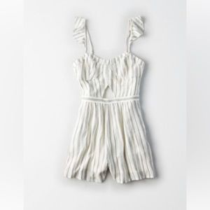 American Eagle Striped Ruffle Strap Corset Romper - Size Sm